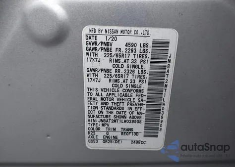 2020 Nissan Rogue S Fwd from USA, damaged, VIN JN8AT2MT1LW039908